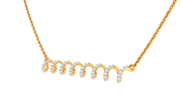 Celestial Curl Diamond Accent Bar Necklace in 925 Silver