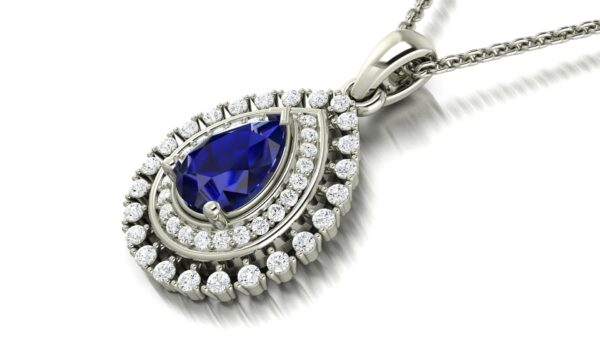 Ocean Luxe Teardrop Halo Pendant in 925 Silver